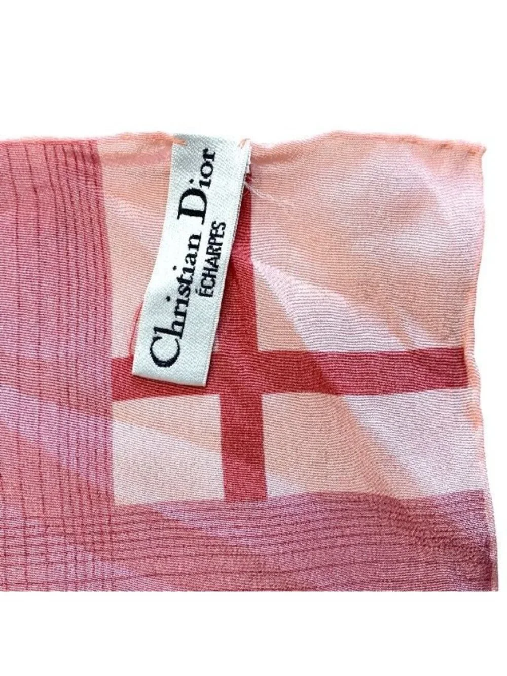 Christian Dior Stole Shawl Scarf Accessories Silk Logo Total Pink Red